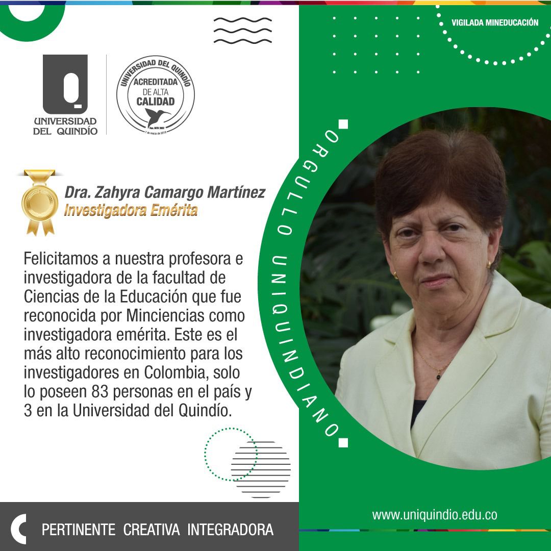 Zahyra Camargo Martínez, investigadora emérita Minciencias