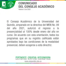 Comunicado presencialidad al 100%