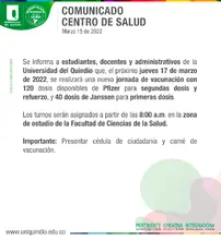 Comunicado Centro de Salud 17 de marzo