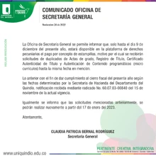 Comunicado Oficina de Secretaría General