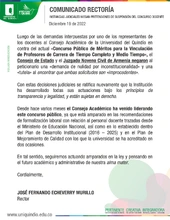 Comunicado rectoría - Concurso docente