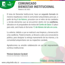 Comunicado Bienestar Institucional