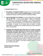 Comunicado Secretaría General