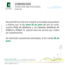 Comunicado Bienestar Institucional | Escenarios deportivos 