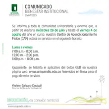 Comunicado | Bienestar Institucional